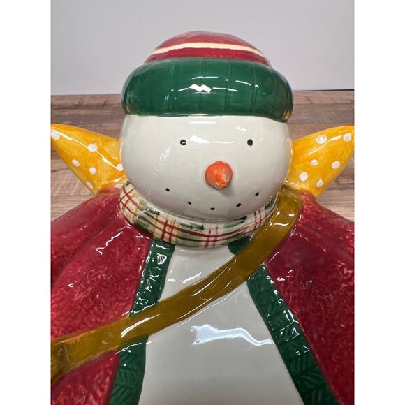 Debbie Mumm Snowman Themed Ceramic Bowl 10.5" Long - Picture 5 of 7